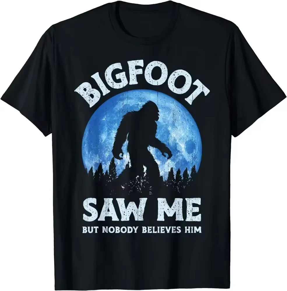 Bigfoot Saw Me But No One Believed Him Funny Sasquatch Vintage T-Shirt Men\'s Cotton Print High Quality 100% Cotton Short Sleeves