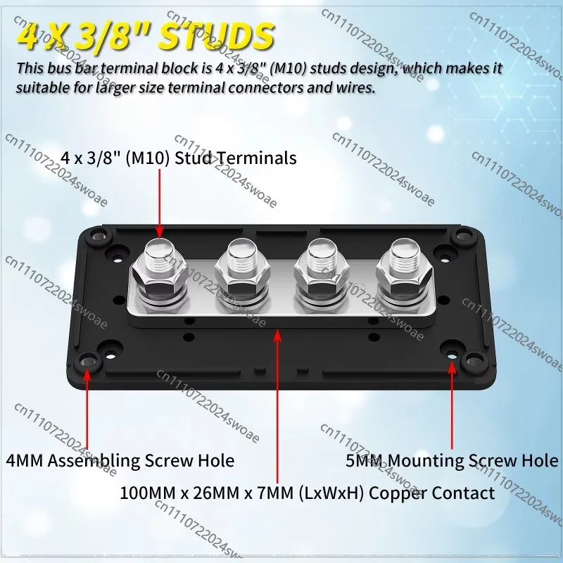 Heavy Duty 300A 12V 24V 48V DC Busbar Box M10 Terminal Module Design 12 Volt DC Power Distribution Terminal Block