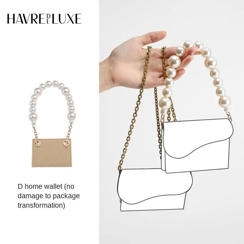 Card Holder Of Women Transformation Pearl Short Chain DIY Bag Wallet Liner Crossbody Shoulder Strap Single-Purchase Accessories