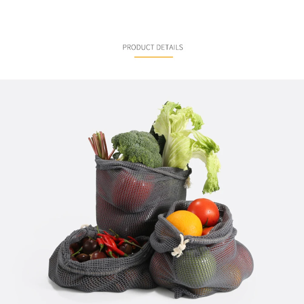 

2pcs Cotton Mesh Drawstring Bags Vegetable Storage Pouches Food Organization Bags For Garlic Mushrooms Onions Ginger Size L