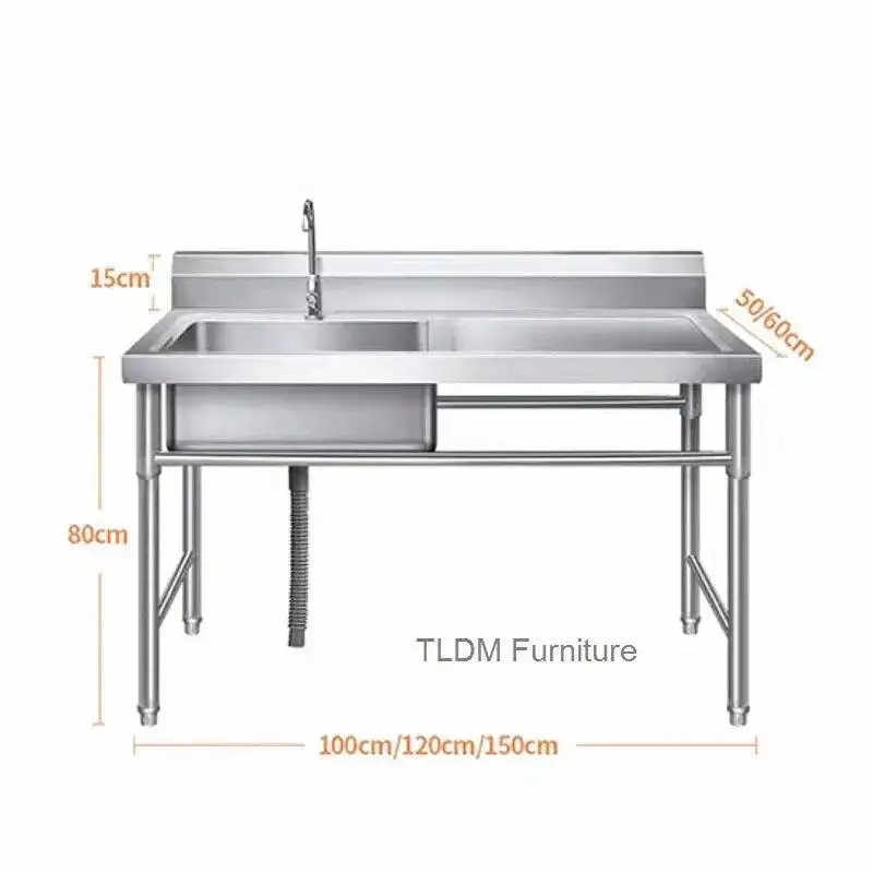 Outdoor Kitchen Sinks Washbasin Commercial Stainless Steel Dishwashing Washing Sink Hotel Canteen Sinks Floor-standing Vegetable