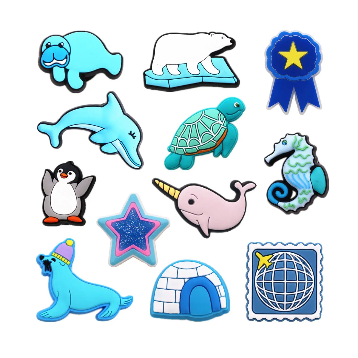 1pcs Animals PVC Shoe Charms Decorations Penguin Dolphin Turtle Seal Shoe Buckle Accessories Stamp Clogs Clips for Friends Gifts