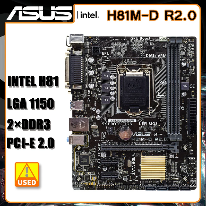 

Материнская плата ASUS H81M-D R2.0 с поддержкой Core i7/Core i5/Core i3/Celeron/Pentium LGA1150 DDR3 Intel H81 16 ГБ PCI-E 2.0 USB3.0 mATX