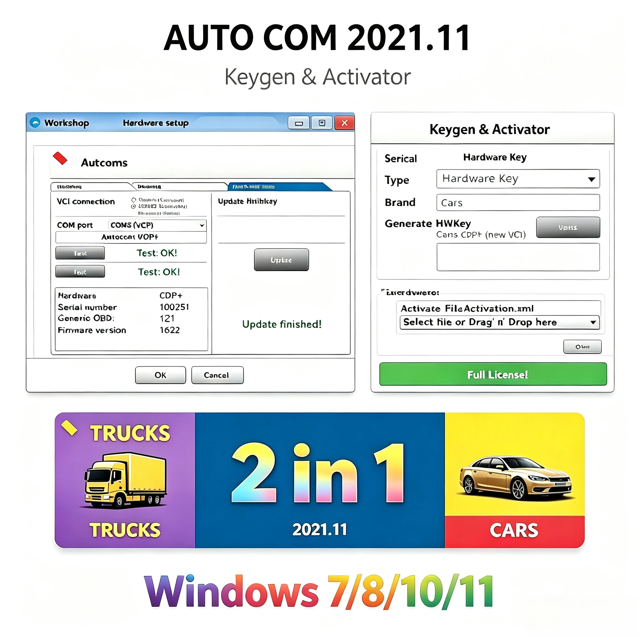 2025 popular  diagnostics car Autocoms 2021.11 and 2021.10b with Keygen for DS-150-E with for Cars Trucks sofware
