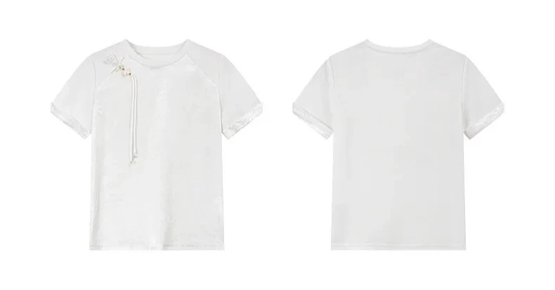 Women's Cotton Short Sleeve T-Shirt White Solid Color 2026 Summer