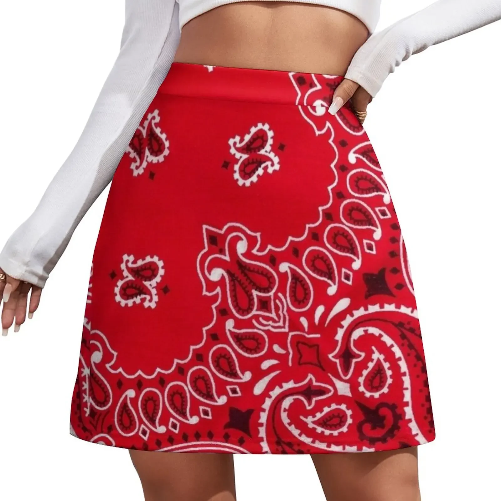 

RED BANDANA Mini Skirt new in dresses korean style clothes women 2024