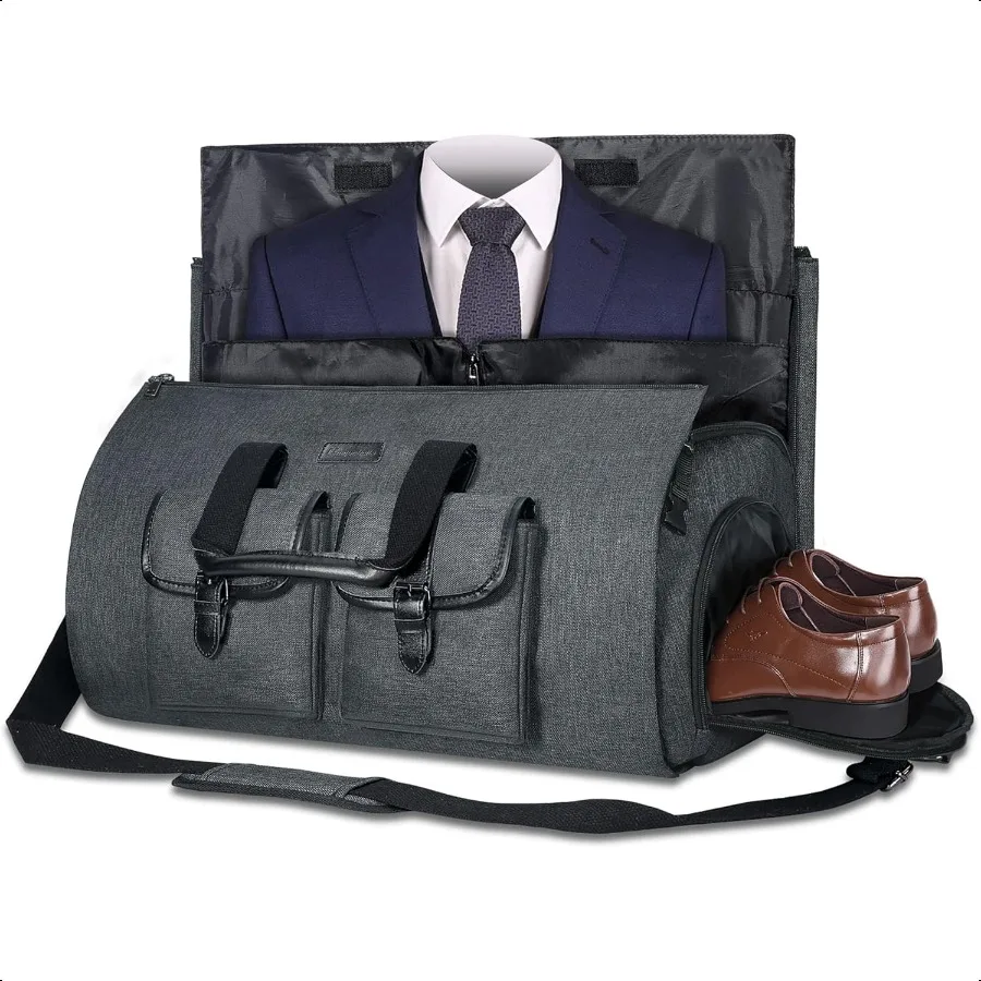 

Convertible Garment Bag for Travel Carry on Garment Duffel Suit Bag with Shoe Compartment Weekend Flight Bag for Men