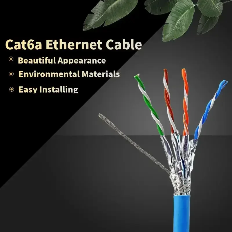 23AWG Cat6a Ethernet Cable 30M 10m 50M CAT 6A Networking Cabo RJ45 S FTP Installation Double Shield Copper 0.57mm 10G Lan Wire