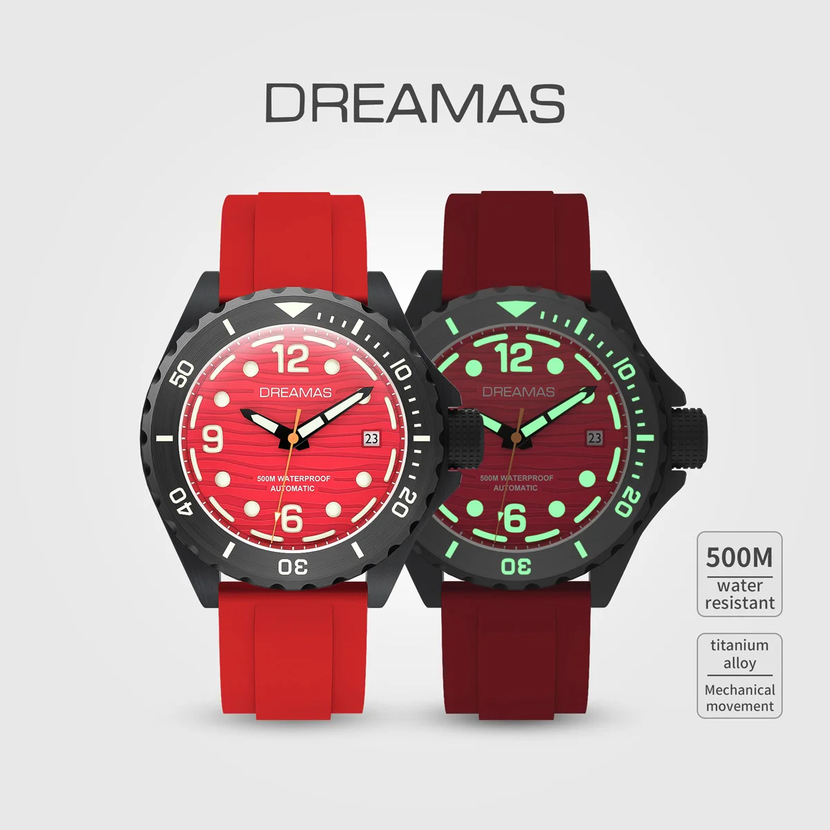 

DREAMAS Men's Mechanical Watch Titanium Alloy Diving Watch Swiss Super Luminous 500m Waterproof automatic watch D0382G6