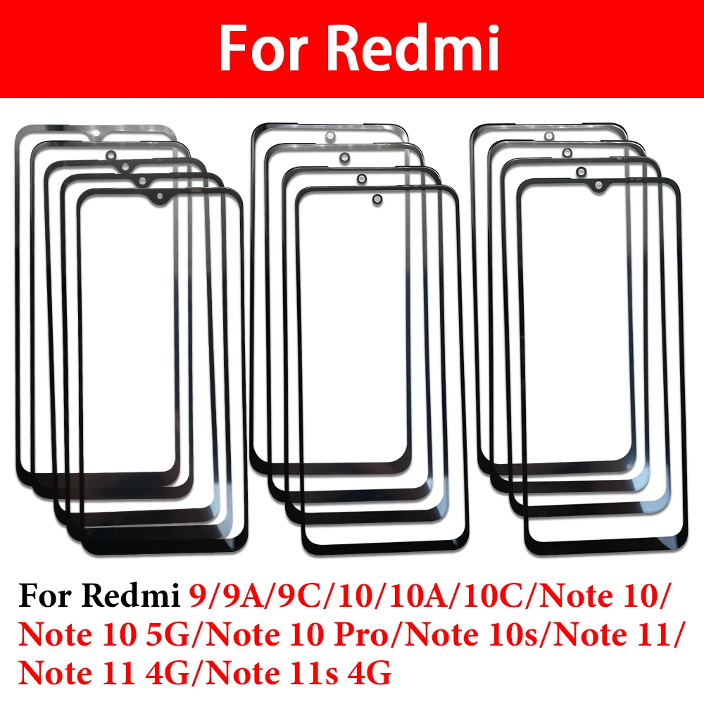 Front Screen OCA Glass For Xiaomi Redmi 9 9A 9C 10 10A 10C Note 10S 10 Pro 11 11S LCD Touch Screen Outer Lens Glass