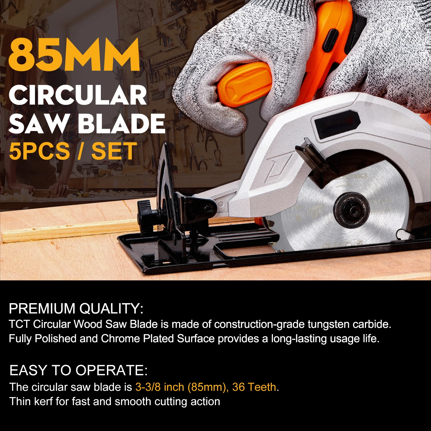 HAMPTON 5 Stück 85mm Durchmesser 24/30/36 Zähne Hartmetall-Kreissägeblatt Mini TCT Trennscheibe Holzsägeblätter – Detail 6