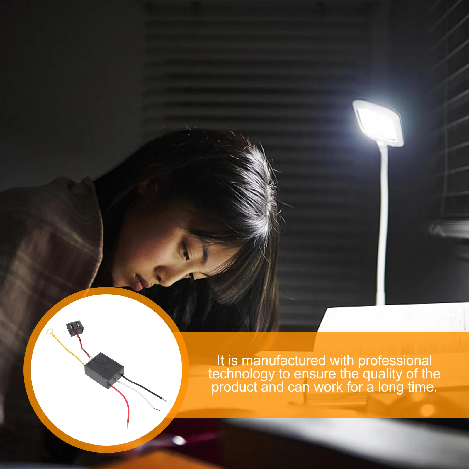 

1pc Usb Table Light Adapter Black Compact Power Supply For Desk Lamp Touch Control Home Office Use Plastic Material Table