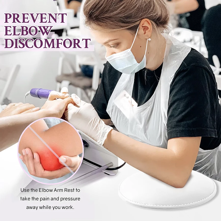 Professional Nail Tech Arm Rest with Elbow Pillow Set Height Adjustable Microfiber PU Leather Manicure Cushion for Salon Home