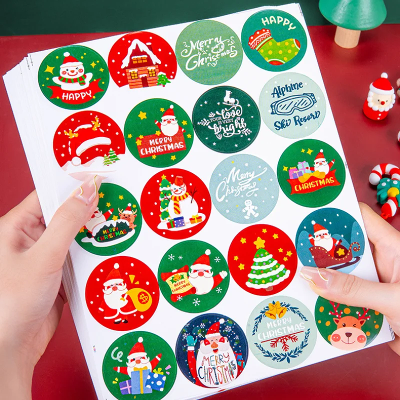 3 Sheets Christmas Countdown Stickers Sealing Labels for Baking Packing Greeting Cards Envelopes Child Gift Tag DIY Round