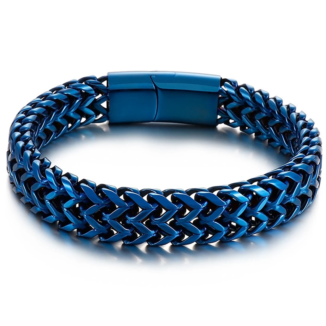 

Blue Bracelet for Men Women Charm Franco Chain Bracelet 316L Stainless Steel Jewelry Accessories 12mm 18/20/22cm free Shipping