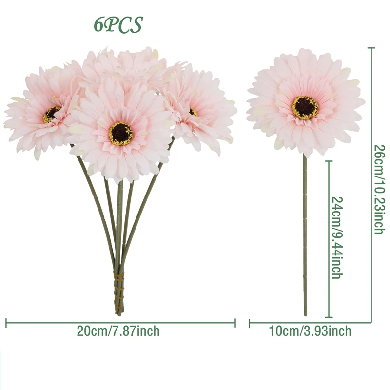 5/10 Stück 26cm Künstliche Seiden-Gerbera-Blumensträuße für Hochzeit, Heim- und Tischdekoration, Künstliche Gänseblümchen für DIY-Blumenarrangements – Detail 11