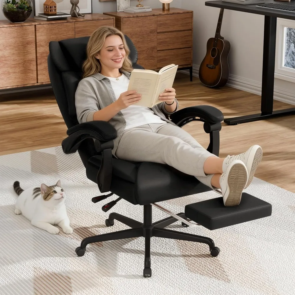 Massage Office Chair with Foot Rest 6 Points Vibration 400LBS Big and Tall Office Chair for Heavy People High Back, Customized