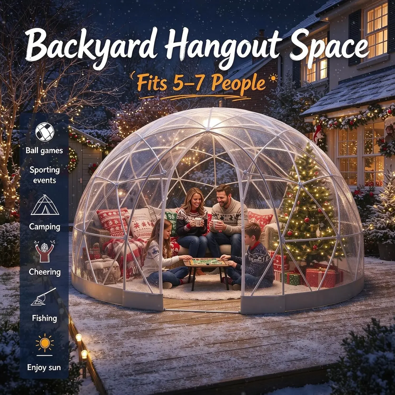 Garden Dome Tent House Outdoor 12 FT, Weatherproof Greenhouse Transparent Garden Dome House for Backyard, Party, Customized