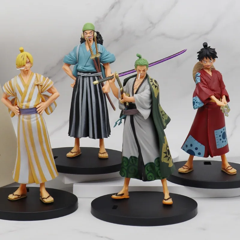 Anime ONE PIECE Roronoa Zoro Monkey D. Luffy Usopp Sanji PVC Action Figure Collectible Model Toy Decoration Gift BOX  17CM