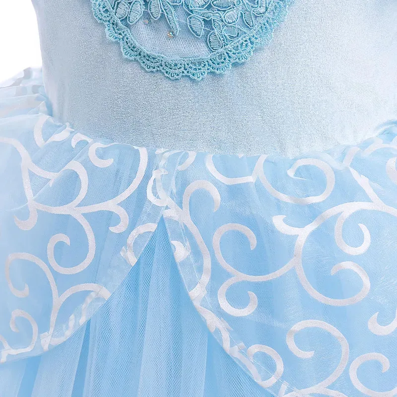 Sky01 Girl Cinderella Dress for Kid Girl Halloween Princess Cosplay Velvet Ball Gowns Clothing Mesh TUTU Floral Costume 2-1Sd01$