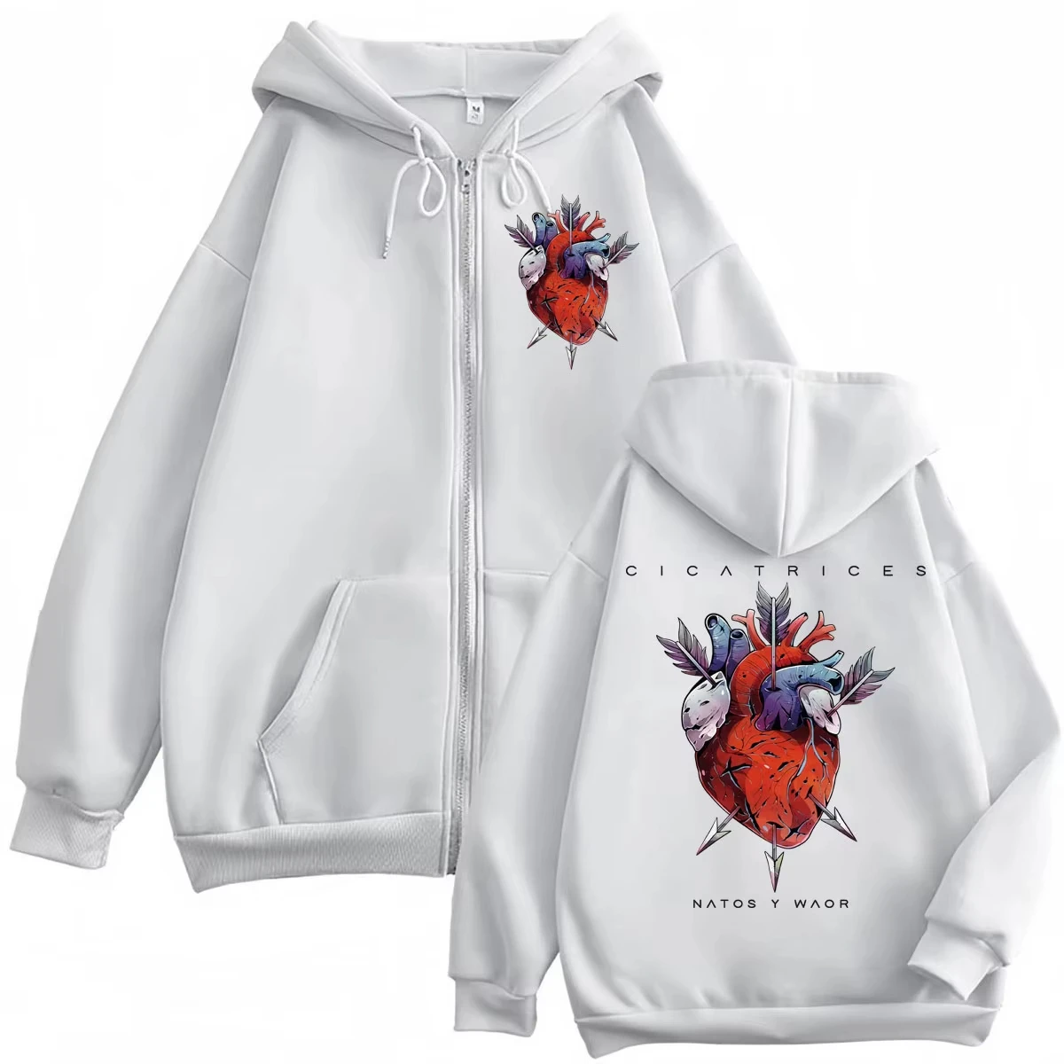 ألبوم Rap Band Natos Y Waor Cicatrices جرافيك بسحاب مع قلنسوة موضة الهيب هوب بلوزات بسحاب للرجال والنساء بلوفرات كبيرة الحجم