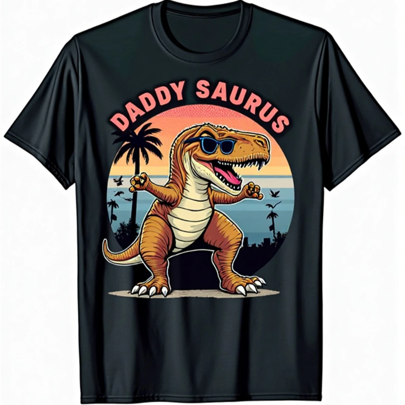 

DADDYSAURUS Fashion Glasses T-Rex Dinosaur Funny Dad Gift T-Shirt 100% Cotton O-Neck Short Sleeve Summer Casual Mens T-shirt