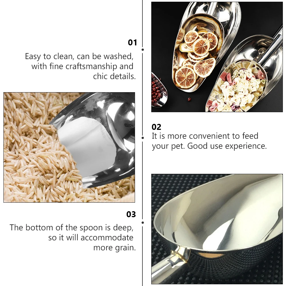 

2Pcs Stainless Pet Food Scoop Multifunction Durable Easy Dog Feeding Tool Food Scoop Cat Supplies