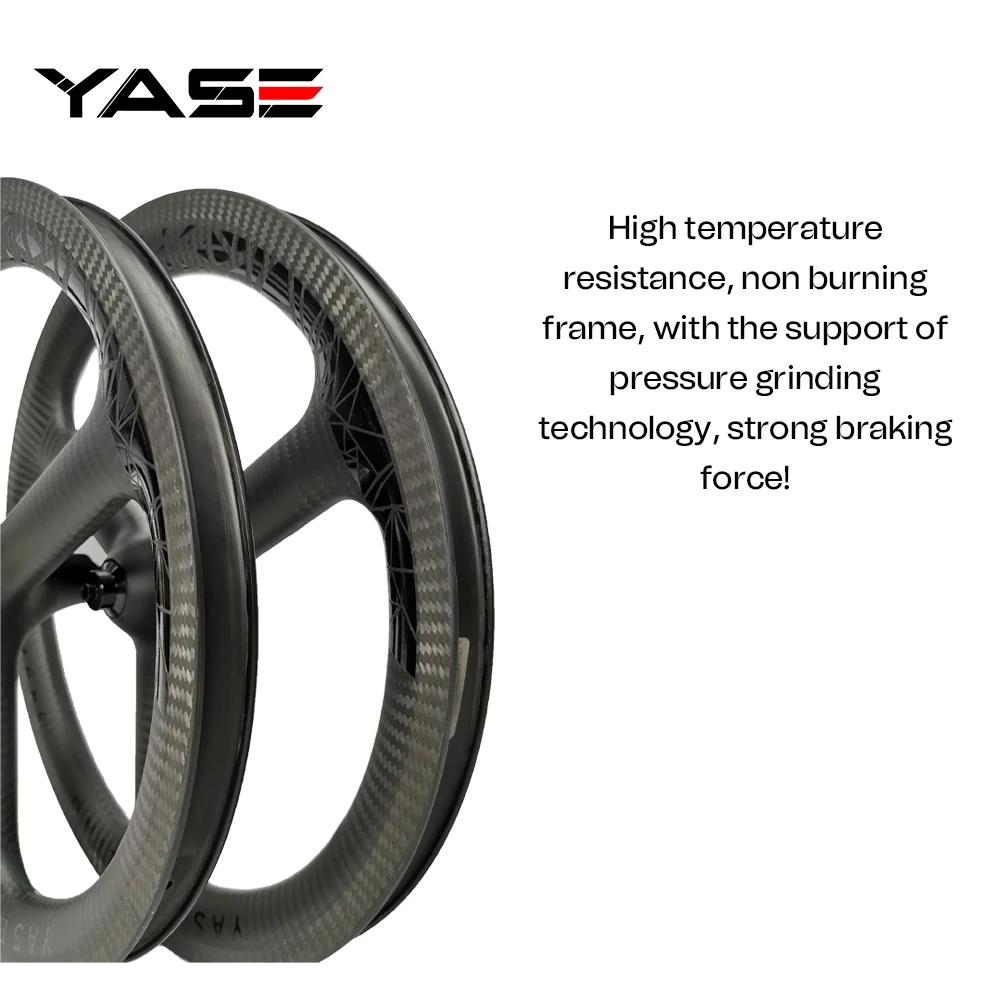 YASE 16inch 349 3 spokes carbon wheels V brake 3/7 speed 950g brompton bicycle carbon wheelset 74/112mm