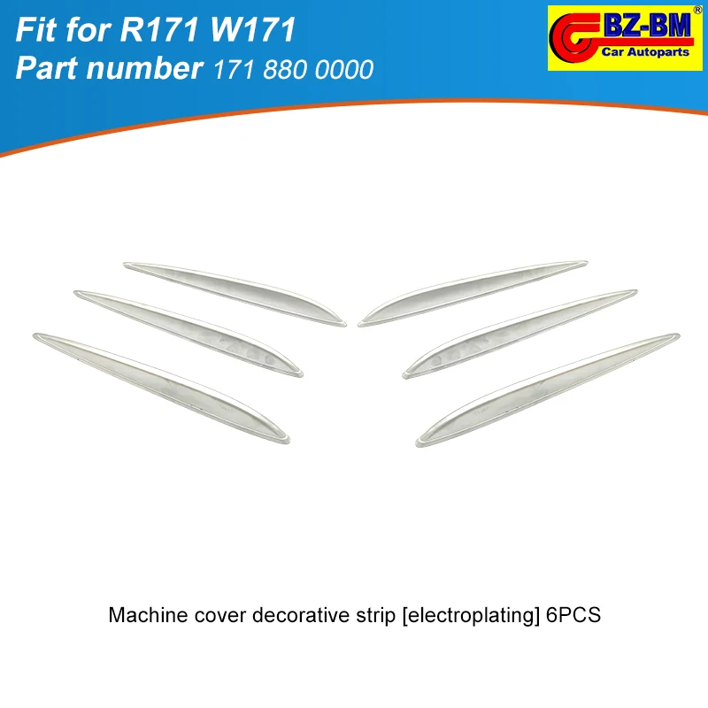 

6 шт./компл. для Mercedes Benz R171 W171 Slk-Class Slk200 Slk300, передний капот, бампер, решетка, панель, хром 1718800285 1718800385
