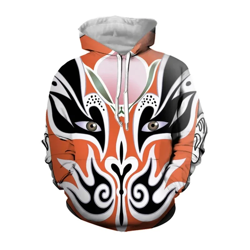 Peking Opera 3D Printed Hoodies for Men Clothes Classic Chinese Culture Art Women Graphic Sweatshirts Y2k Tracksuit Hoody Tops