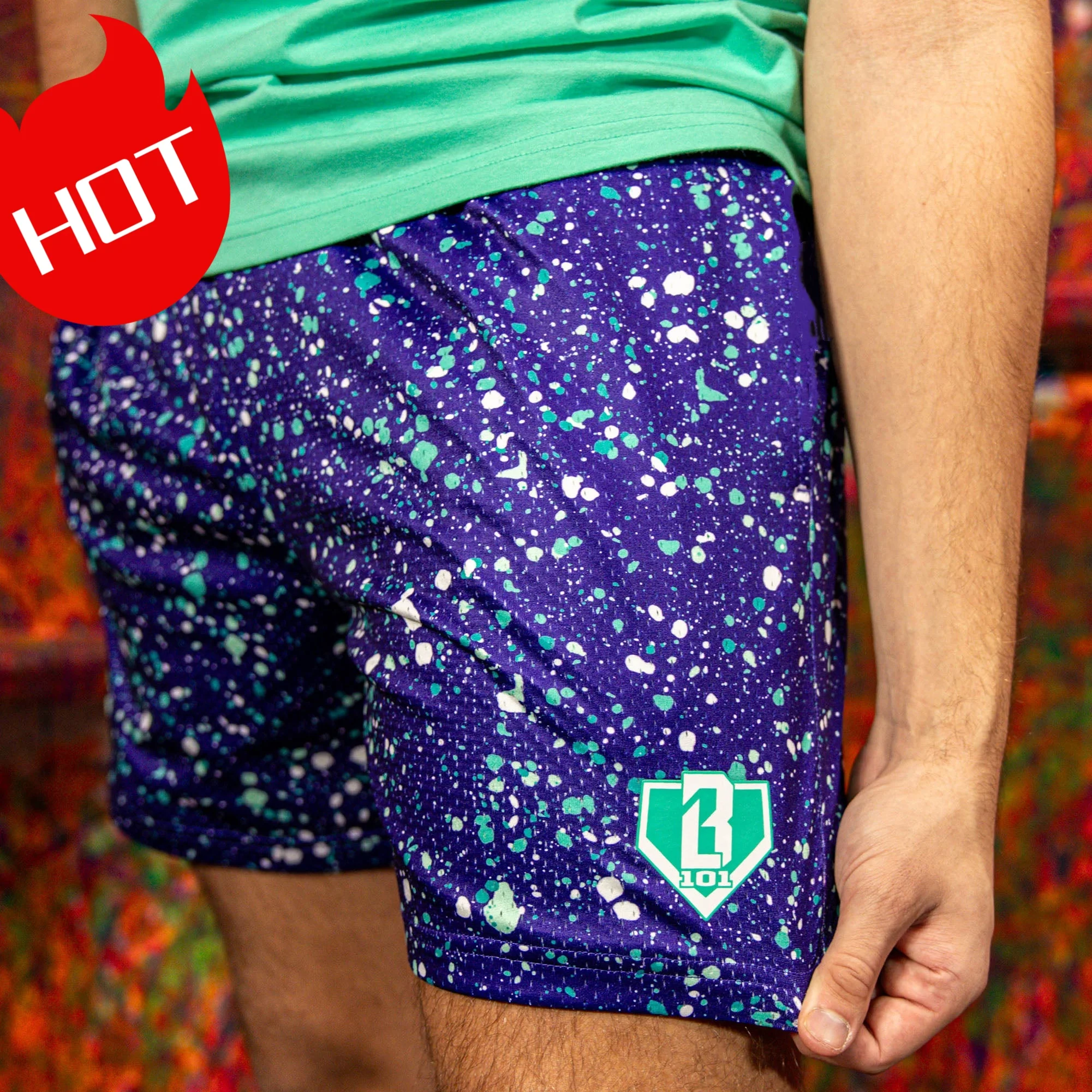 Pantalones Cortos Deportivos Personalizados con Estampado de Tinta Salpicada, Cómodos, Transpirables, para Uso Diario, Estilo Béisbol, Juveniles, Verano, Novedad, Día de San Valentín