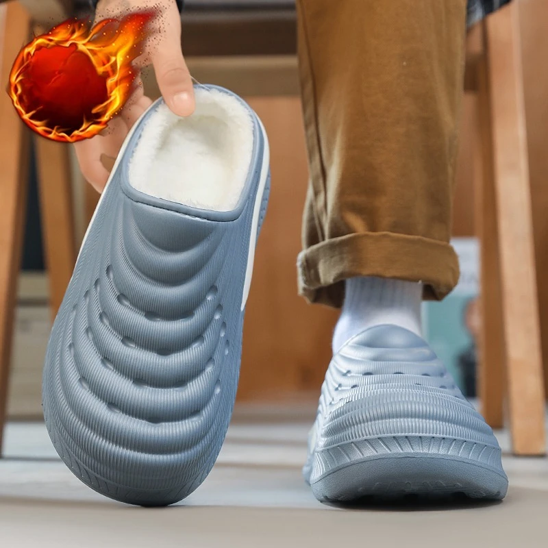 Mens Winter Slippers Comfortable Warm EVA Extra Large Size Home Leisure Cotton Slippers