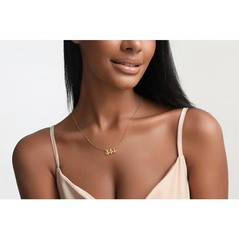 Angel Number Choker Necklace, Lucky number pendant, 18K gold plated , best jewelry gifts for girlfriends, wives, and daughters view 5