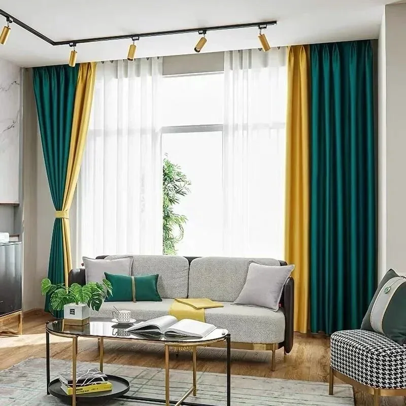 

Concubine Satin Luxury Curtains for Living Dining Room Pure Color Light Full Shading Curtain Imitation Silk Curtain White Tulle