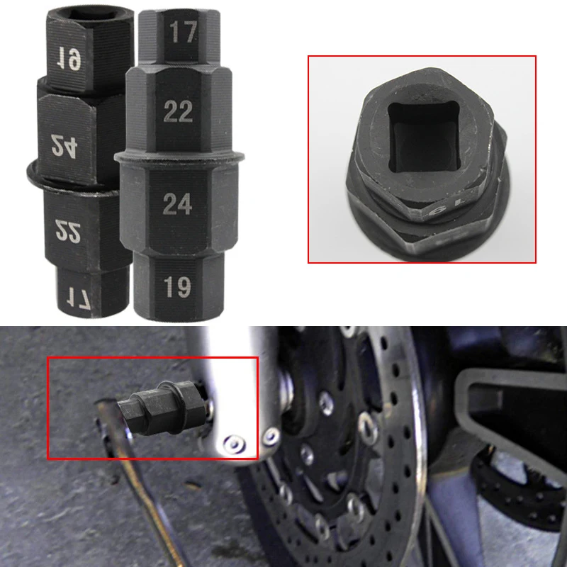 17Mm 19Mm 22Mm 24Mm Motorcycle Front Axle Spindle Hex Allen Key Socket Motorcycle Wheel Spindle Hex Key Socket Removal Tool