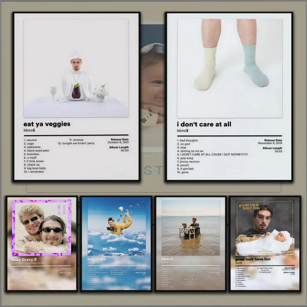 Bbno$ B-baby No Money Rapper Album Poster Home Living Bed Room Bar Hallway Sticky Wall Printing Waterproof Aesthetic Decor