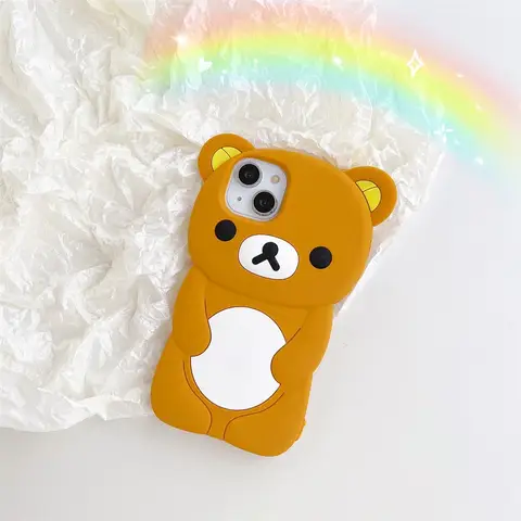 iPhone 16 15 14 13 12 11 Pro X XS Max XR 6 7 8 Plus 4 4S 5 5S SE के लिए प्यारा कार्टून 3D Rilakkuma फ़ोन केस सॉफ्ट सिलिकॉन कवर 12 best sales रिलक्कुमा सहायक उपकरण - №4