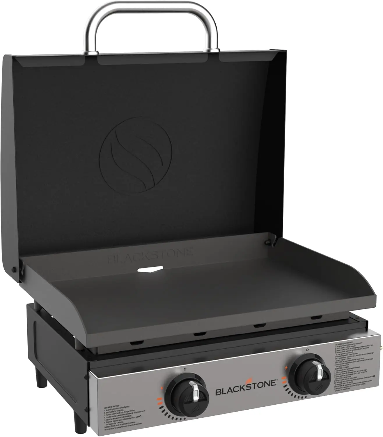 

Blackstone 1813 Original 22” Tabletop Griddle with Hood and Stainless Steel Front Plate, Powder Coated Steel, Black