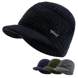 Chapéus masculinos casuais de inverno, mantenha quente o gorro, aba esportiva masculina, chapéus de malha, novo