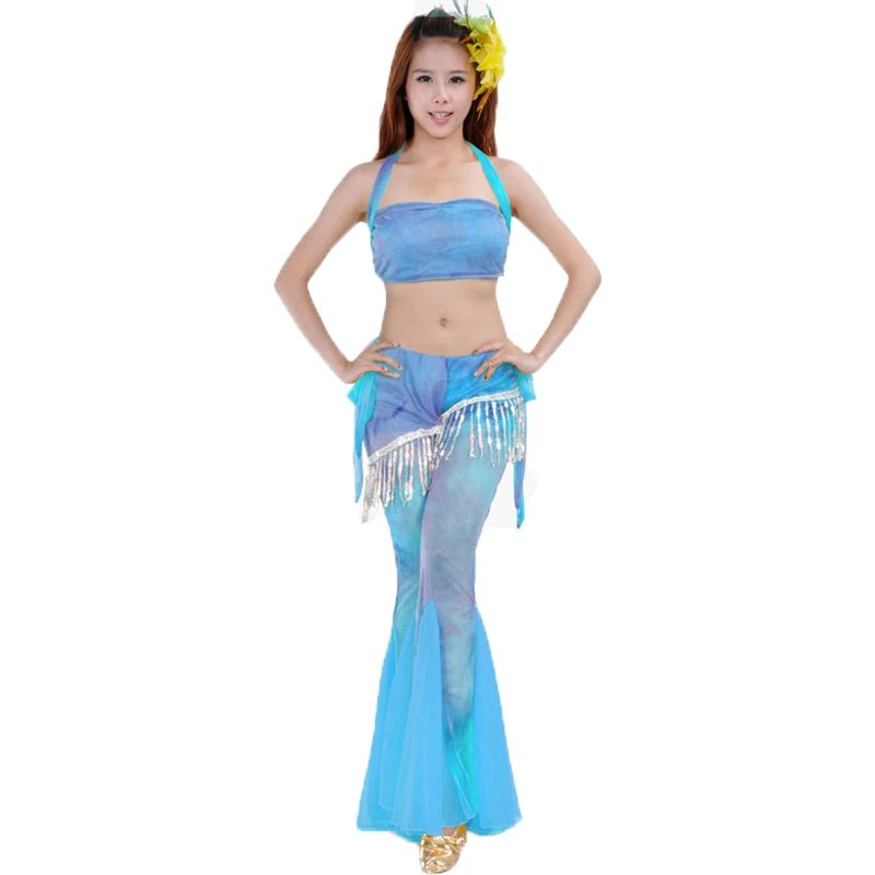 Belly Dance Clothing Tie-Dye Tassel Pants Set Sexy Practice Dream Set Dance Costume Accessories Performance Dance wear Suit