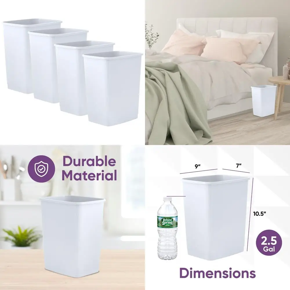 

Маленький пластиковый мусорный бак Superio емкостью 2,5 галлона, некрытый мусорный бак только для стола, офиса, спальни, ванной комнаты-10 кв, (4, белый)