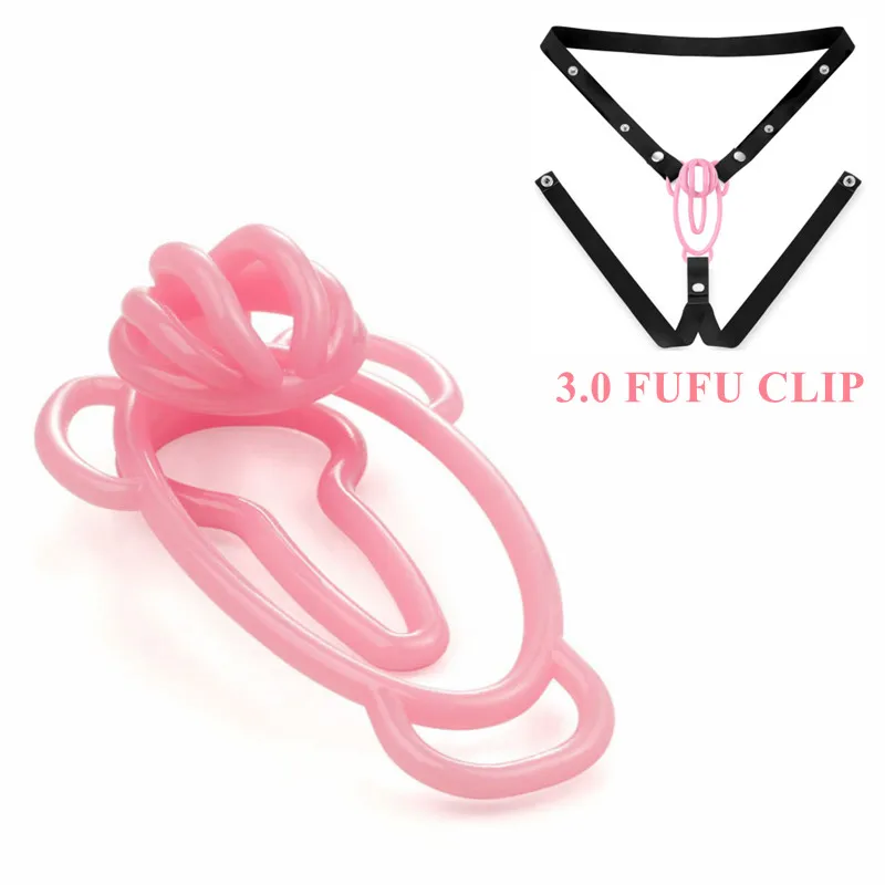 3.0 FUFU Clip Panty Chastity Belt for Sissy Mimic Female Pussy Chastity Device Anti-Cheating with Fake Bottom Cock Cage Sex Toys