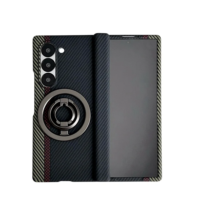 Luxury Magnetic Adhesive Chain Holder Phone Case for Samsung Galaxy Z Fold 6 5 4 3 7 Fold7 5G Tempered Film PC Protection Cover