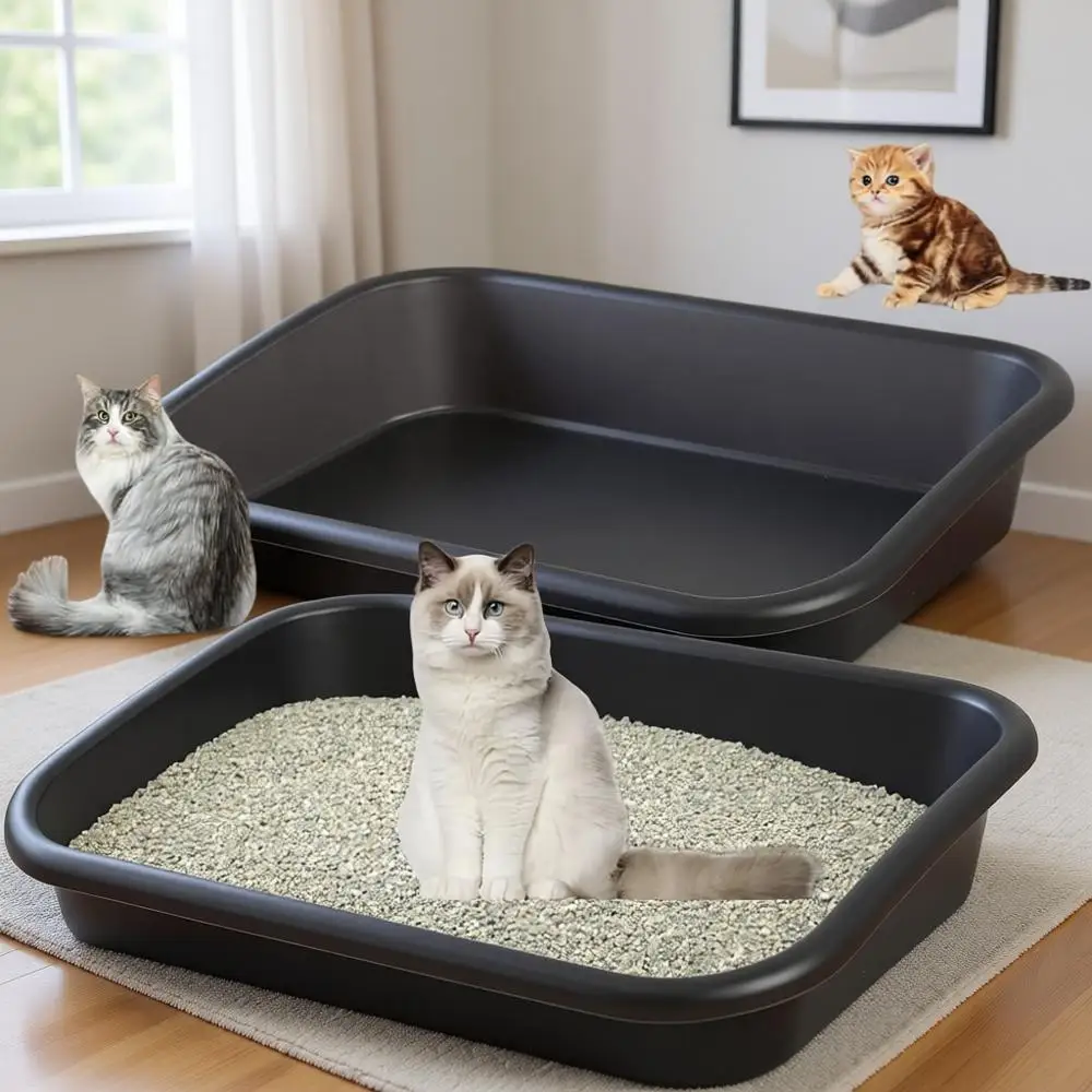 

Низкий лоток для кошачьего туалета, 23 см, с открытым верхом, для котят, очень большой, для пожилых кошек, для путешествий, неглубокий лоток-туалет