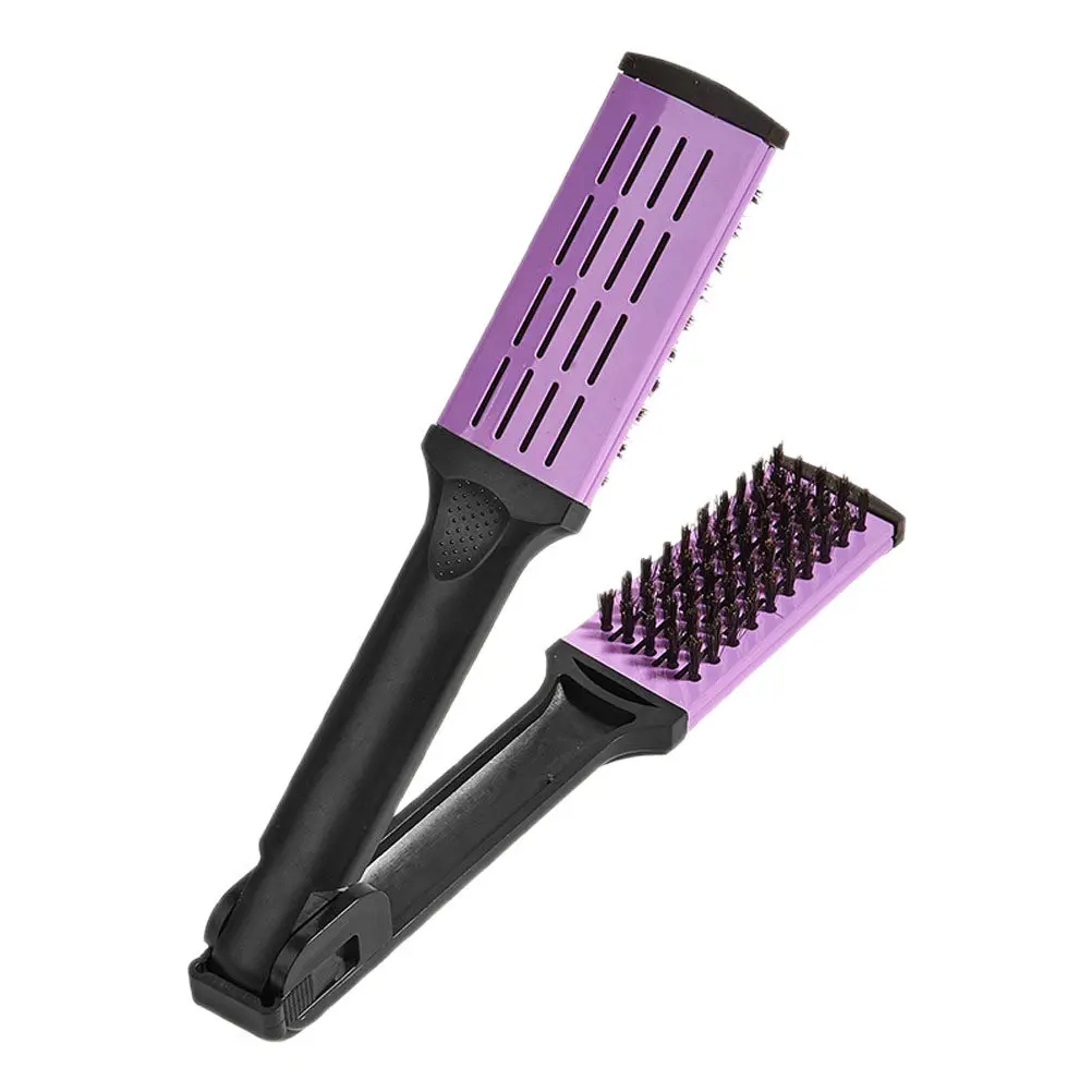 

Dual-Sided V-Shaped Straightening Comb Bristle Hair Styling Brush for Effortless Sleek Straightening All Hair Types Portable