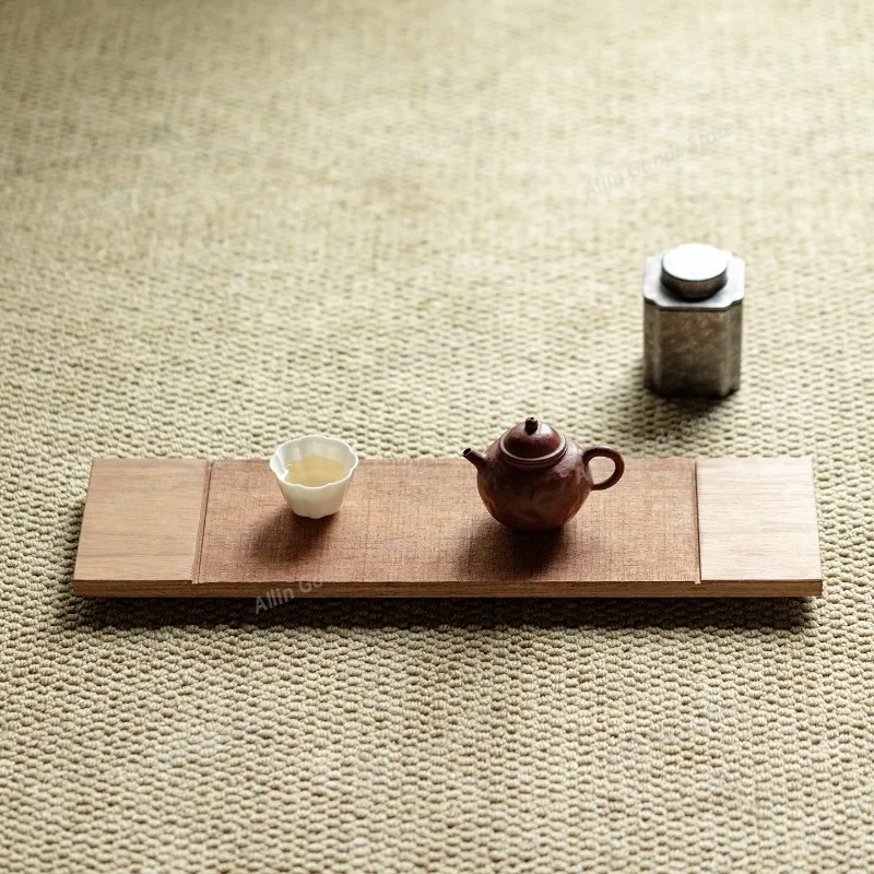 Tea Tray Solid Teak Wood Rectangular Japanese Style Simple Small Tea Table Home Use Cup Holder Pot Stand Serving Tray