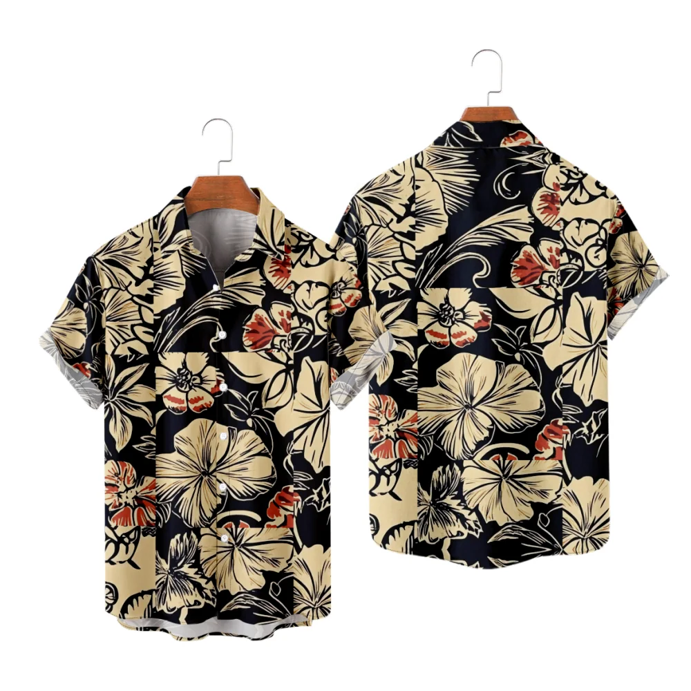

Men's Hawaiian Shirt Flowers Print Beach Aloha Shirt Vintage Creative Summer Vacation Beach Tops for Men and Women