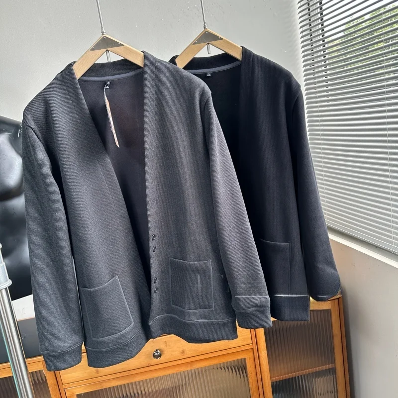 

Men's Thiened Fce Lined Open Cardigan Sweater Loose Base Layer Outerwear Knitted Sweater Faionable Warmth for Autumn W...