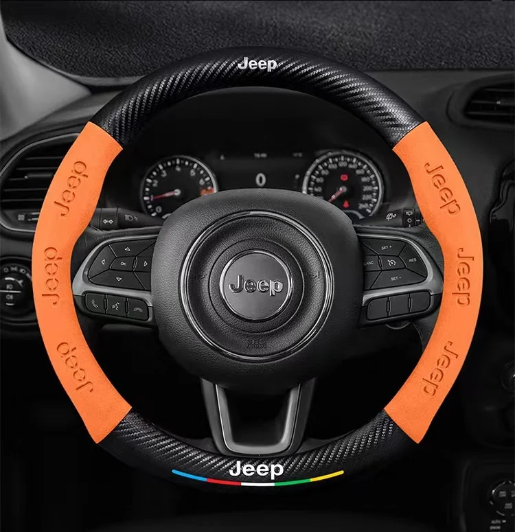 Car Steering Wheel Cover For Jeep Grand Cherokee XJ Renegade Compass Wrangler JK TJ Patriot SRT Trail Hawk Auto Accessories