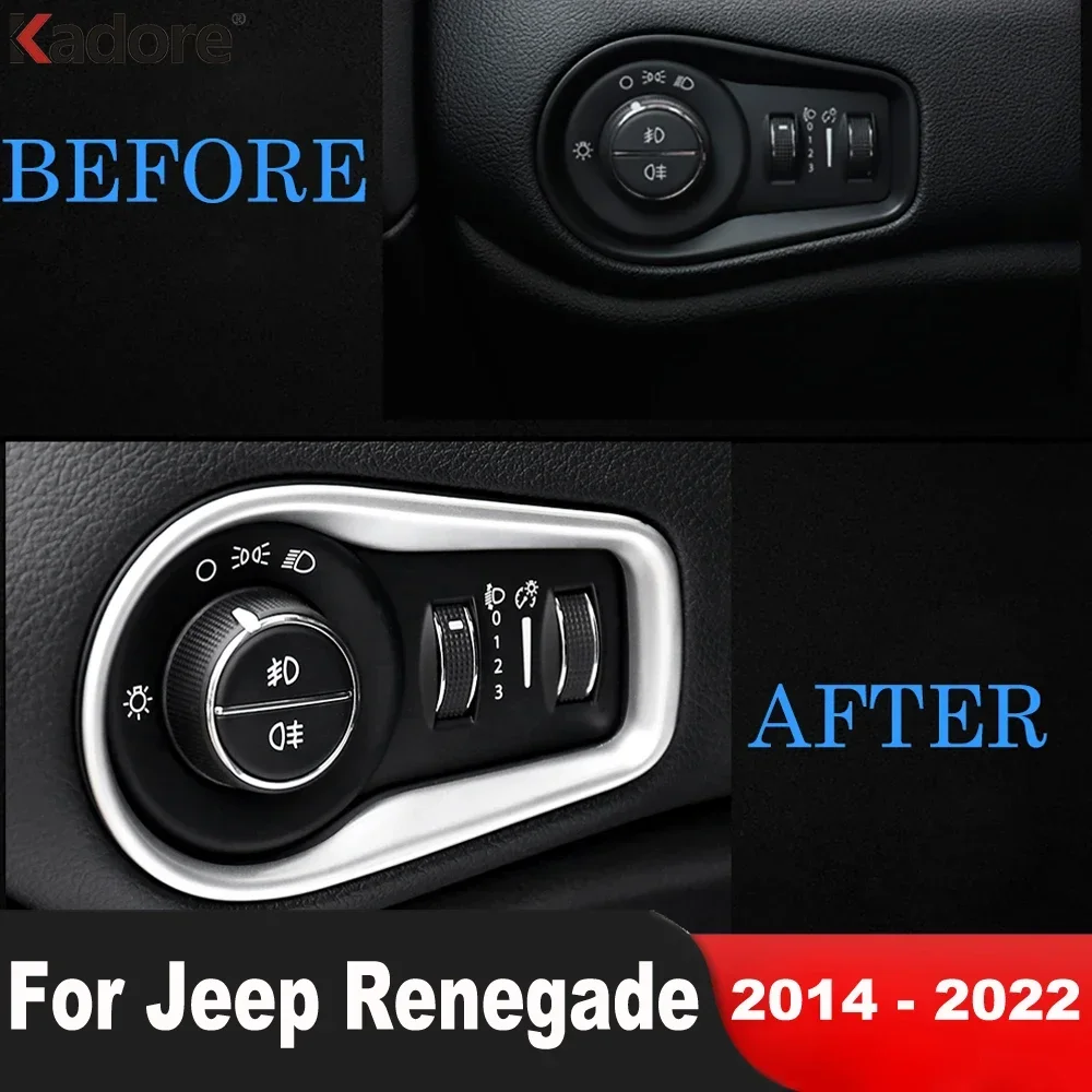 

Для Jeep Renegade 2014-2019 2020 2021 2022, матовый салон автомобиля, переключатель лампы, кнопка управления, крышка панели, аксессуары для отделки
